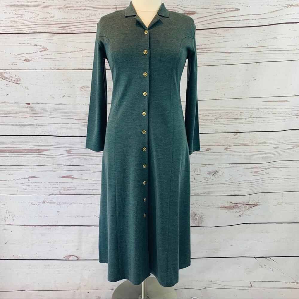 Liz Claiborne vintage grey sweater dress military